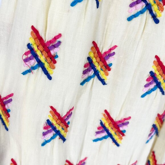 All Things Mochi Remi 100% Linen Embroidered Midi Dress - Picture 10 of 11